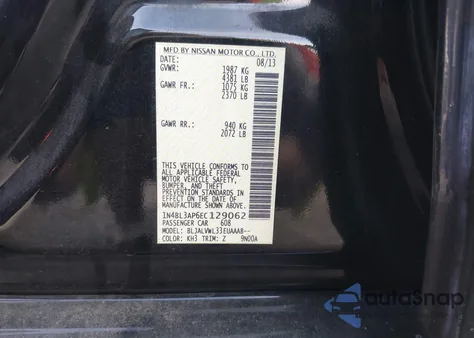 2014 Nissan Altima 3.5 Sl z USA, uszkodzony, nr VIN 1N4BL3AP6EC129062